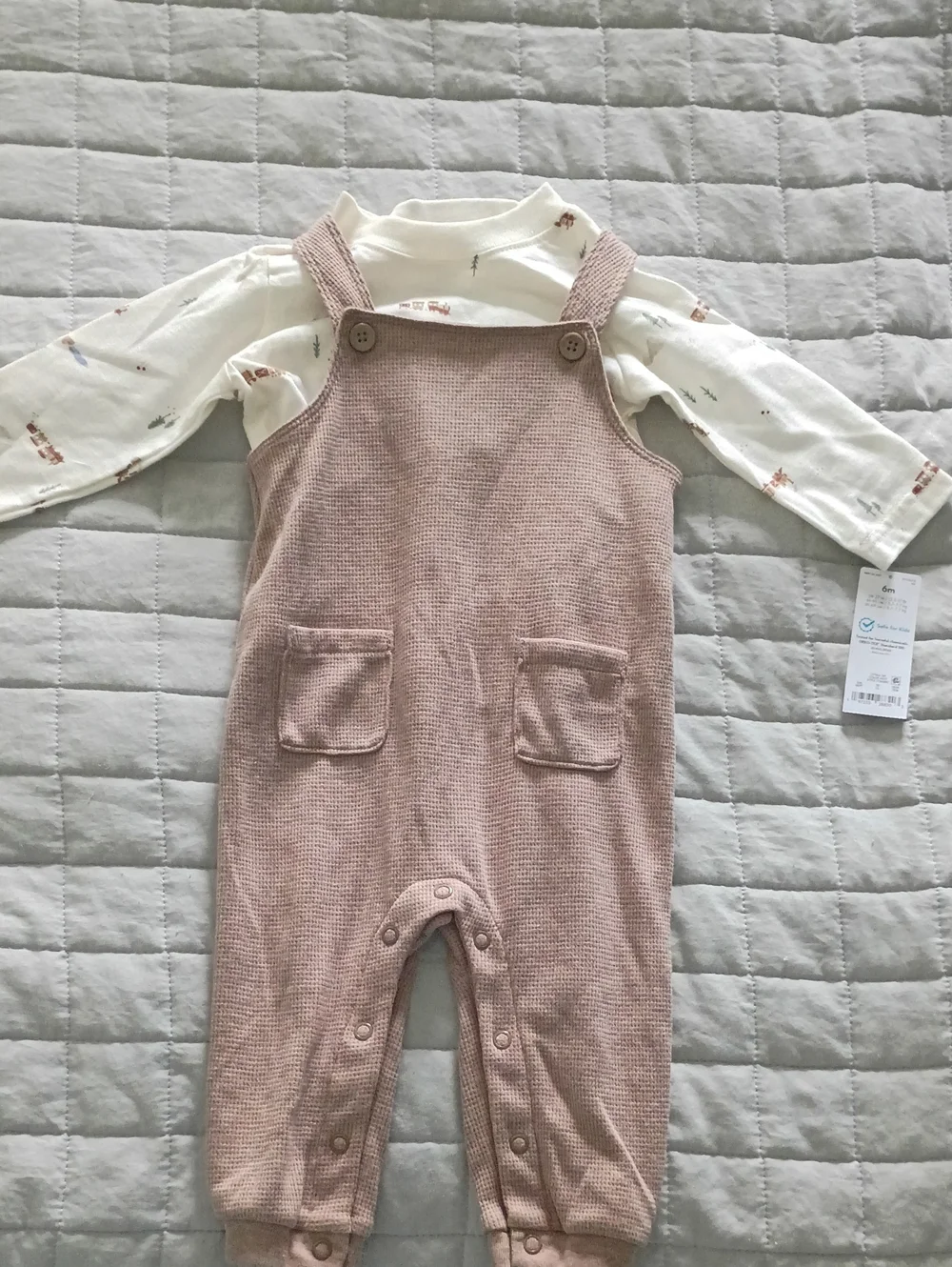 Carter's Mauve Pink Knit Romper with Cream Printed Tee